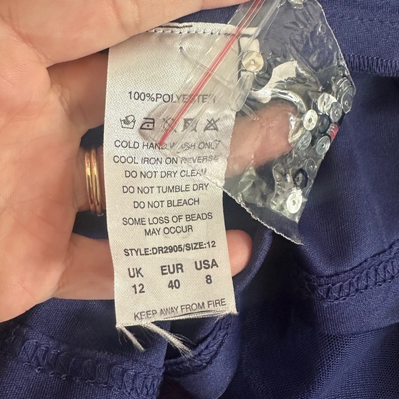 Goddiva London Navy Blue Off Shoulder Sequin Fairycore Formal Event Prom Dress - Picture 9 of 9